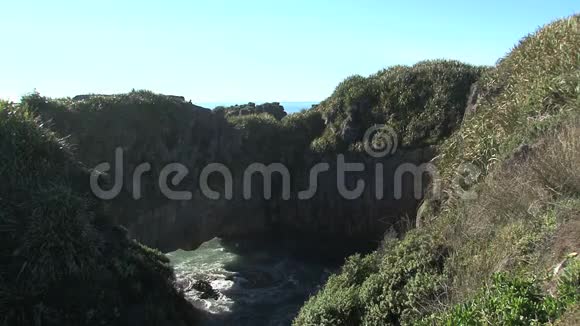 新西兰南部岛屿西海岸的煎饼岩视频的预览图