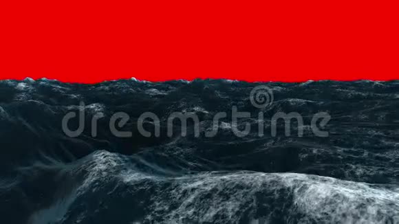 红幕下的暴风蓝色海洋视频的预览图