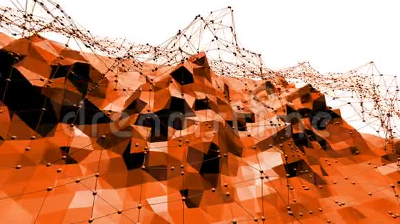 多边形数字马赛克振动环境或挥动背景在卡通低聚流行现代三维设计橙色视频的预览图