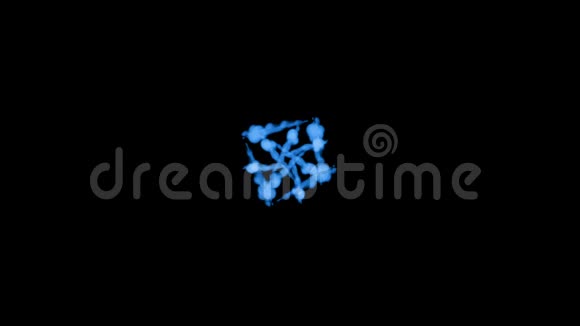荧光蓝墨水或烟雾形成恒星在黑色上缓慢地分离蓝色的水用于油墨背景油墨视频的预览图