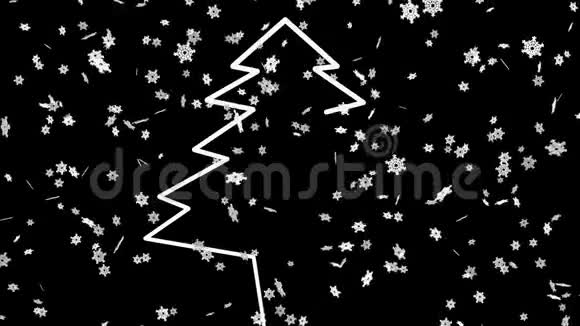 云杉轮廓白色雪花在黑色视频的预览图