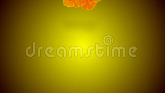 红色橙色墨水在橙色背景下缓慢运动注入水的3D动画作为油墨的效果视频的预览图