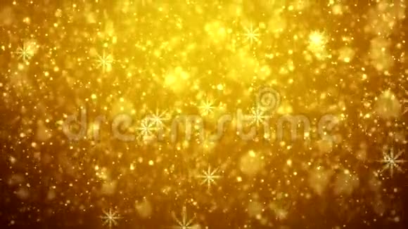视频动画飘落的雪花金光闪耀的粒子视频的预览图