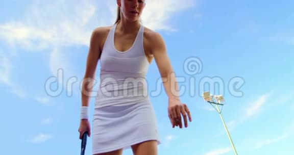 活跃的女运动员打网球视频的预览图