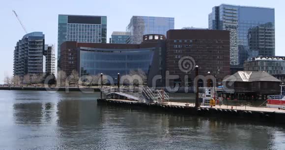 4K超高清波士顿马萨诸塞州海港天际线视频的预览图