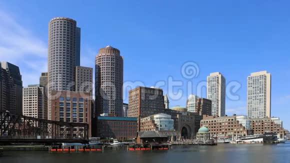 马萨诸塞州波士顿海港天际线4K超高清时间图视频的预览图