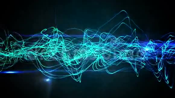 黑色背景上的蓝色抽象波视频的预览图