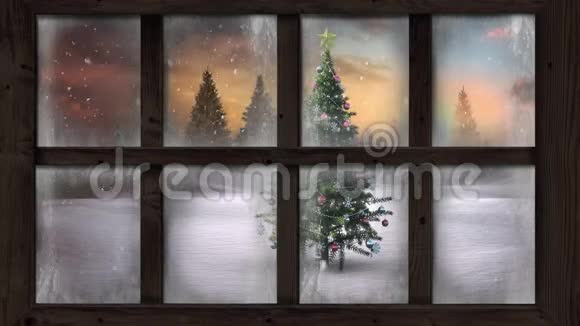透过窗户看到的冬天的风景视频的预览图