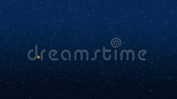 圣诞树蓝色背景上有闪闪发光的星星多语言的季节问候视频的预览图