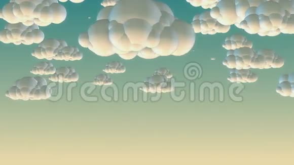 早晨天空中的卡通飞云视频的预览图