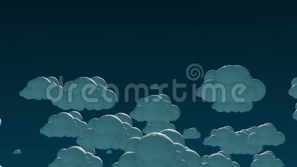 夜空中的卡通飞云3d视频的预览图