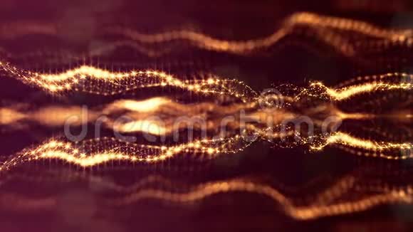 发光粒子形成科幻宇宙背景循环三维动画金红色对称结构视频的预览图