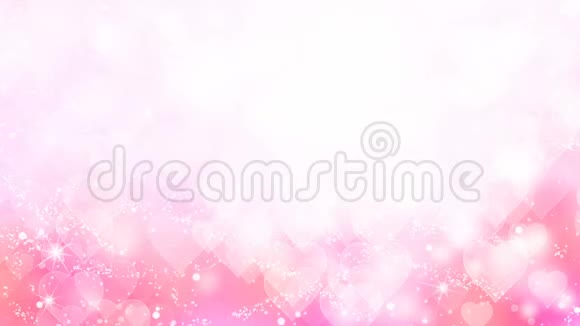 粉红色的心出现在闪亮的背景上情人节节日抽象循环动画视频的预览图