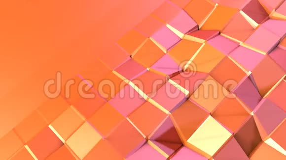简单的低聚三维表面作为时尚环境软几何低聚运动背景移动纯粉红色视频的预览图