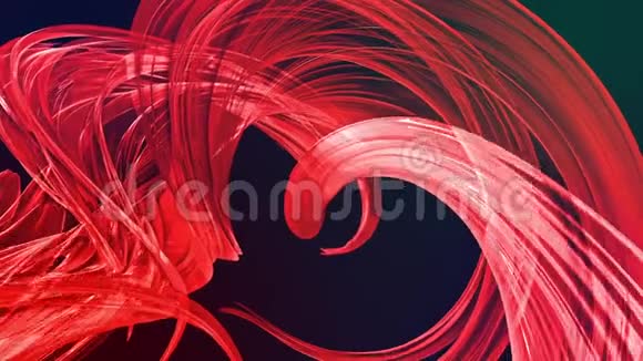 五颜六色的红色条纹在圆形形成扭转移动在一个圆圈无缝创意背景循环三维平滑视频的预览图