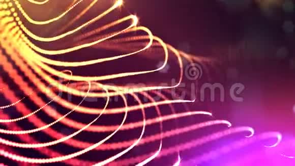 动态抽象背景的发光粒子与闪亮的波克火花深色多色构图视频的预览图