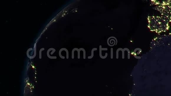 现实地球在空间循环中旋转地球上可以看到昼夜的变化视频的预览图