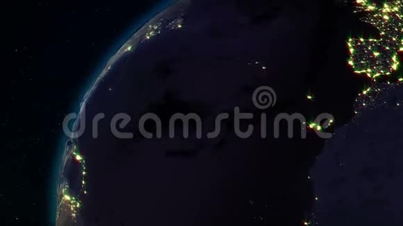 现实地球在空间循环中旋转地球上可以看到昼夜的变化视频的预览图