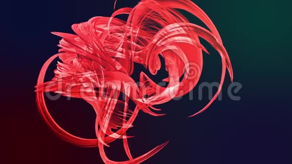 五颜六色的红色条纹在一个圆形的队形中扭曲在一个圆圈中移动无缝创意背景循环三维平滑视频的预览图