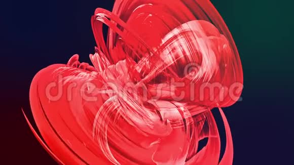 五颜六色的红色条纹在圆形形成扭转移动在一个圆圈无缝创意背景循环三维平滑视频的预览图