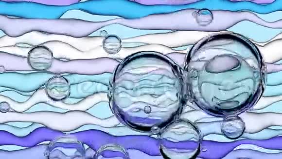 带有玻璃气泡和蠕动丝带的抽象背景视频的预览图