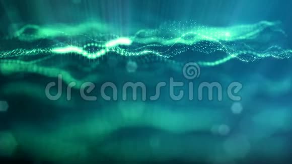 蓝色缩影或空间无缝的镜头与美丽的光效辉光粒子三维循环抽象动画视频的预览图