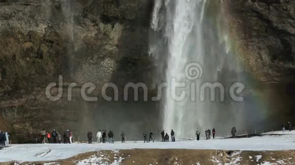 冰岛的瀑布Seljalandsfoss视频的预览图