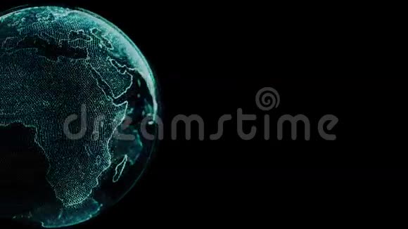 带有复制空间轨道的旋转发光点的地球旋转循环视频的预览图