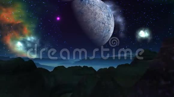 外星球月亮和星云视频的预览图