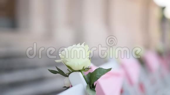 婚礼上的椅子以鲜花装饰视频的预览图