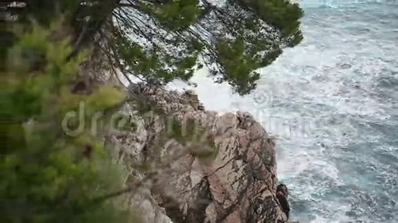 黑山海上的岩石洛基海岸狂野的海滩视频的预览图