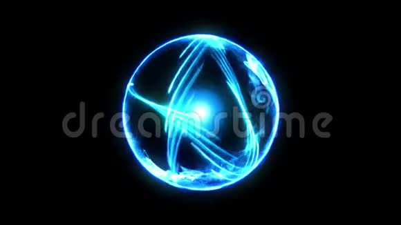 黑色背景下的等离子烟球很美的光球体形式的发光线CG循环动画视频的预览图
