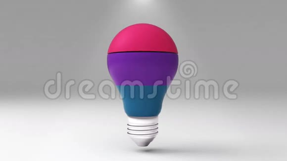 三个标题3D灯泡形状盒可视化形状一个灯泡演示临时视频的预览图