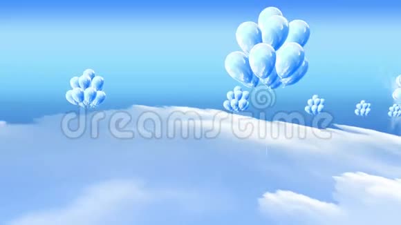 白色闪光气球飞过云层视频的预览图