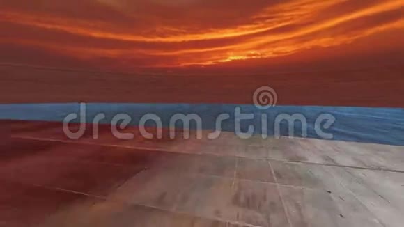 日落时分在水泥岛上的摩天大楼视频的预览图