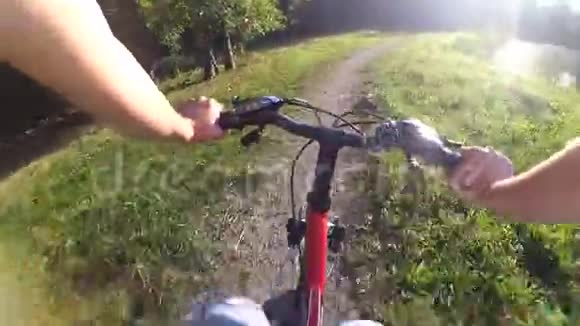 在森林行动摄影机里骑自行车视频的预览图