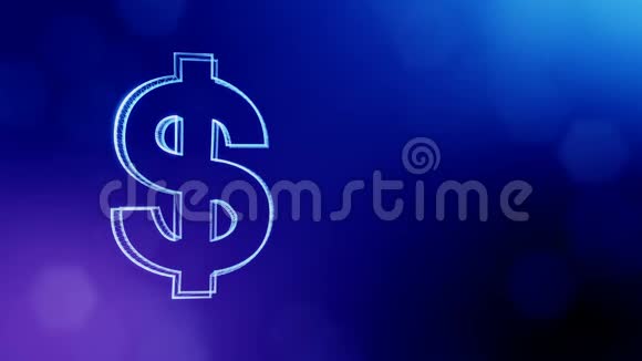 商人的美元标志和徽章发光粒子的金融背景具有景深的3D循环动画视频的预览图