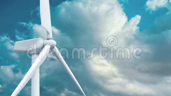 蓝天背景下美丽的白色风车视频的预览图