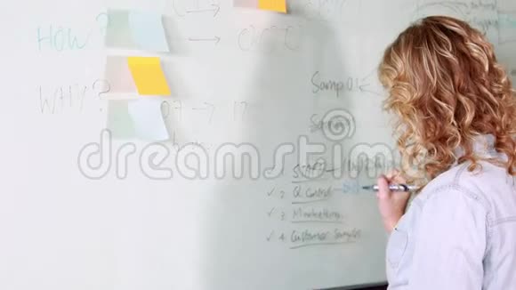在白板上随意写字的女商人视频的预览图