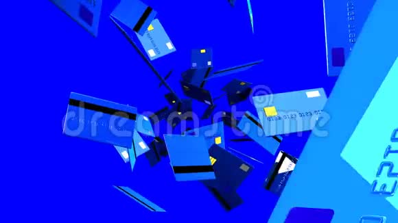 蓝色背景的蓝色信用卡视频的预览图