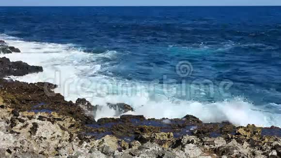 海浪溅落在礁石上视频的预览图