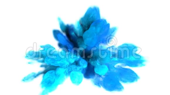 彩色爆炸彩色蓝色青色烟雾爆炸流体粒子阿尔法哑光视频的预览图