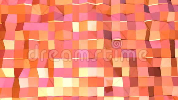 抽象简单的粉红色橙色低聚三维表面作为背景移动纯软几何低聚运动背景视频的预览图