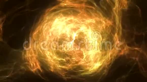 抽象的火球背景与发光旋转背景发光的球体有光圈的圆形框架视频的预览图
