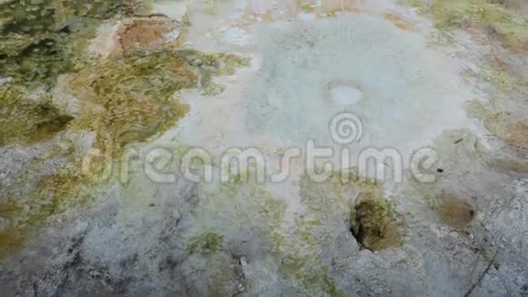 美国怀俄明州黄石国家公园猛犸温泉地热池视频的预览图