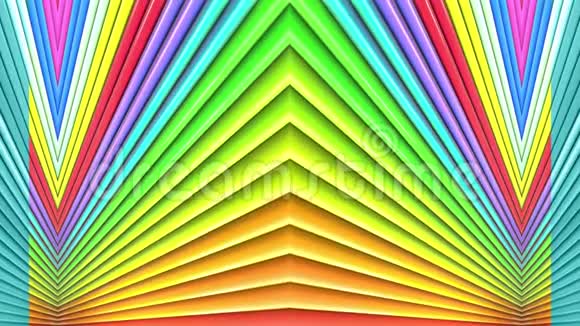 摘要三维无缝明亮背景与梯度颜色在4k彩虹五彩条纹周期性地移动视频的预览图