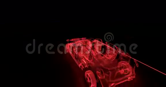 4K未来派红色轿车的抽象动画视频的预览图
