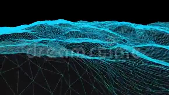 网络空间网格网多边形线架丘陵景观无缝环绘制运动图形动画背景视频的预览图