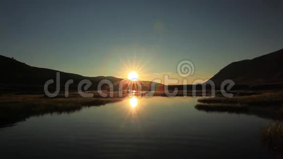 夏天在山湖上日落视频的预览图
