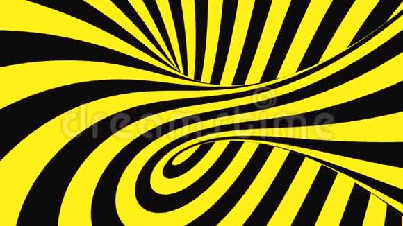 黑色和黄色的迷幻光学错觉催眠动画背景视频的预览图